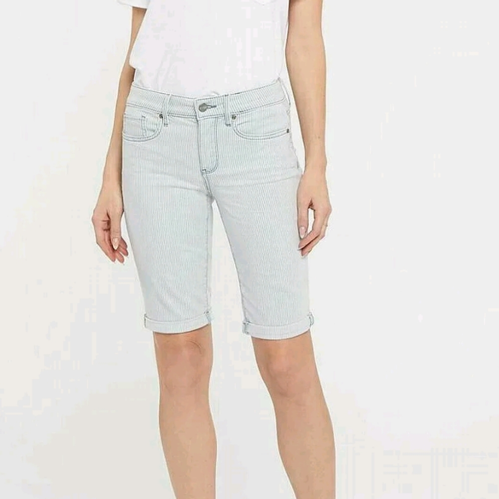 NYDJ Light Blue Stripe Bermuda Shorts
